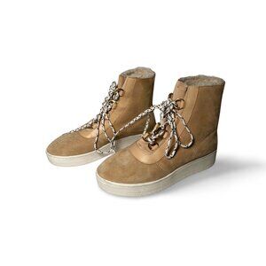 rag & bone Oslo Lace Up Boot - Shearling in Stone/Beige